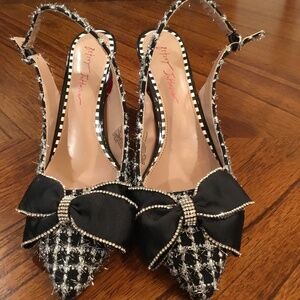 Betsy Johnson size 11 woman’s sparkle plaid shoes with red heel